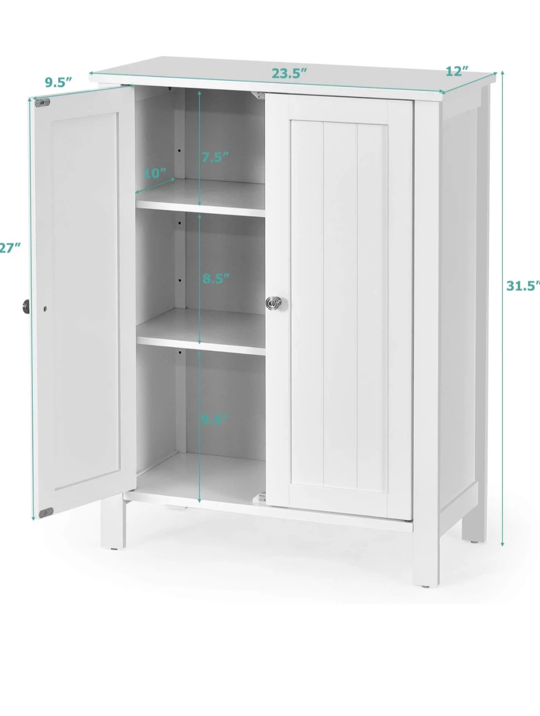 Yaheetech 2-Door White Storage Cabinet 593357 BRAND NEW - photo 3