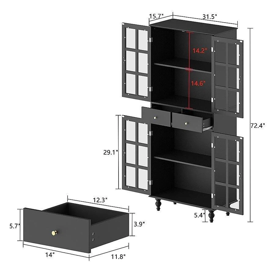 FUFU&GAGA Black 4-Shelf Bookcase with Doors BRAND NEW - photo 2