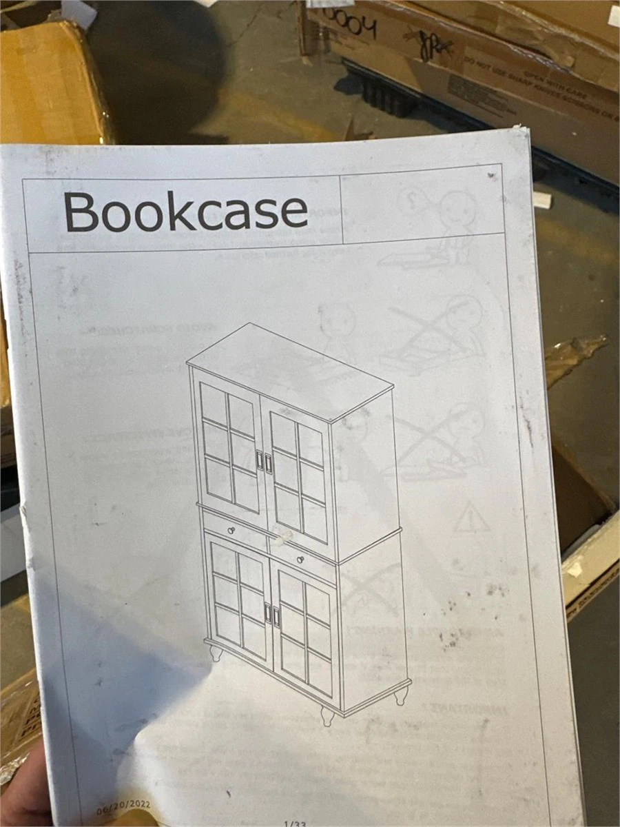 FUFU&GAGA Black 4-Shelf Bookcase with Doors BRAND NEW - photo 5