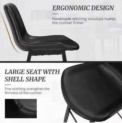 Set of 3 Black Leather Bucket Counter Stools BRAND NEW - photo 3