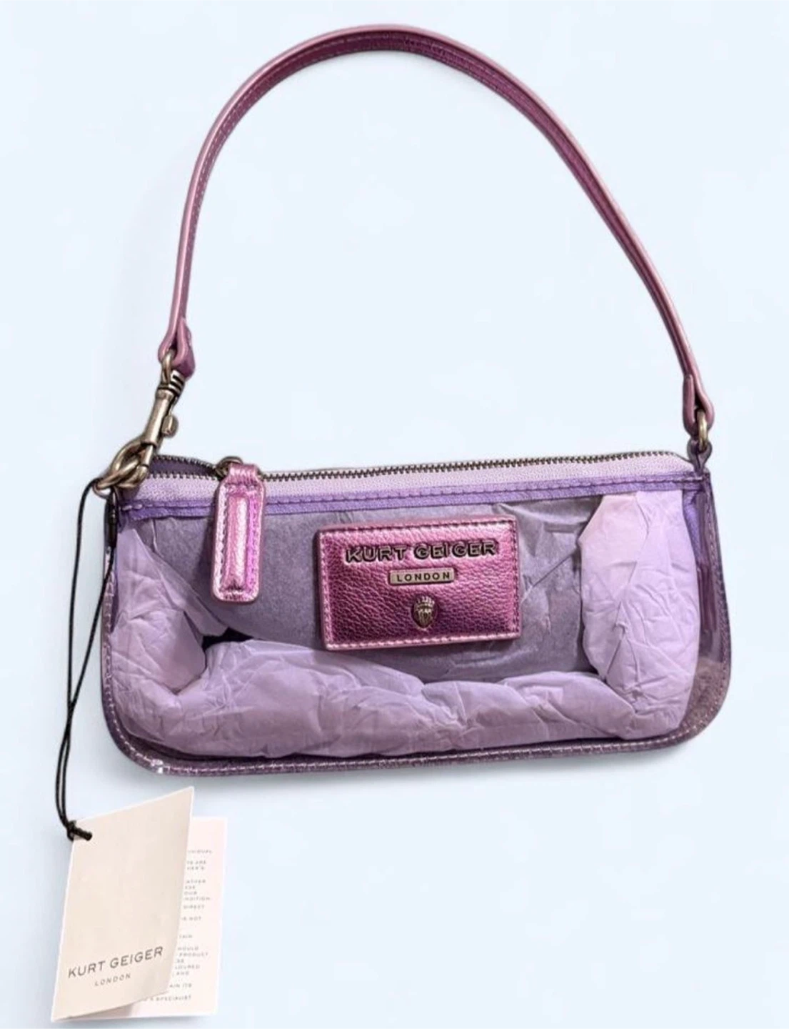 Kurt Geiger Highgate Wristlet Clear Lilac Purple