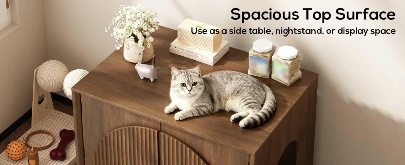 Cat Litter Box Enclosure Cabinet Walnut - photo 2