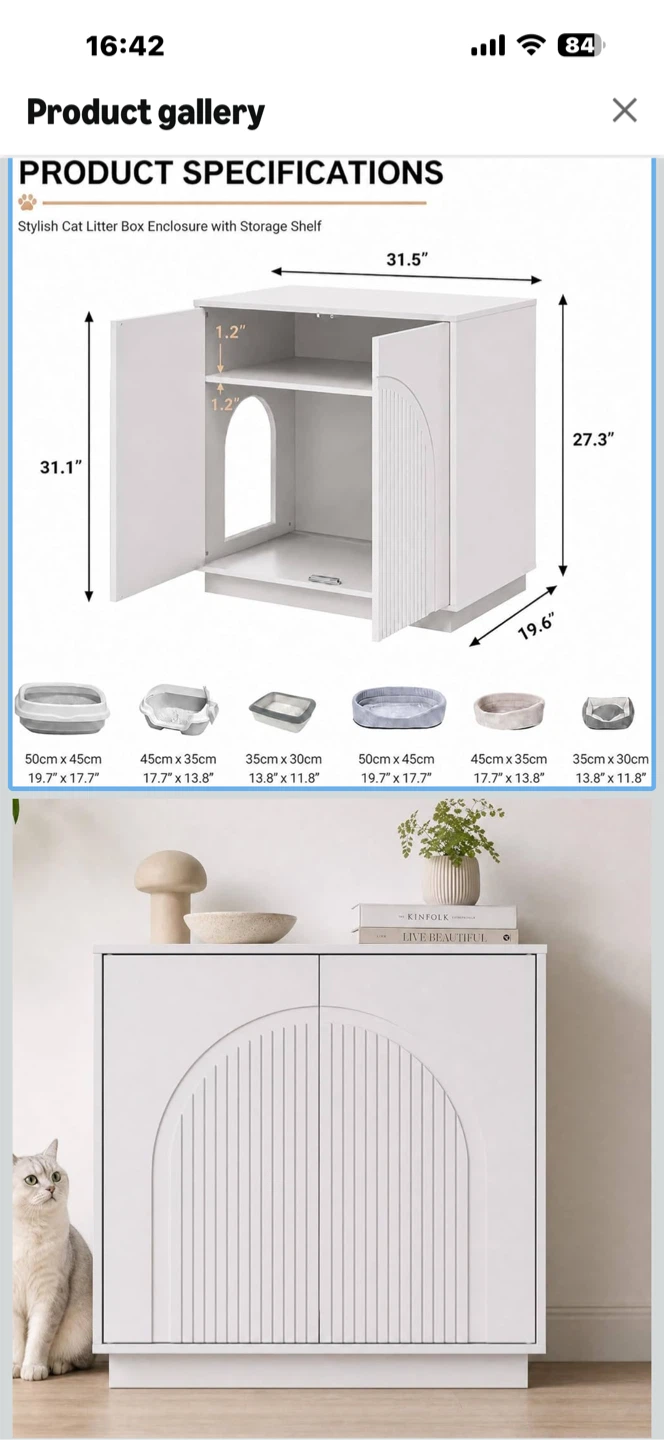 Cat Litter Box Enclosure Cabinet Walnut - photo 5