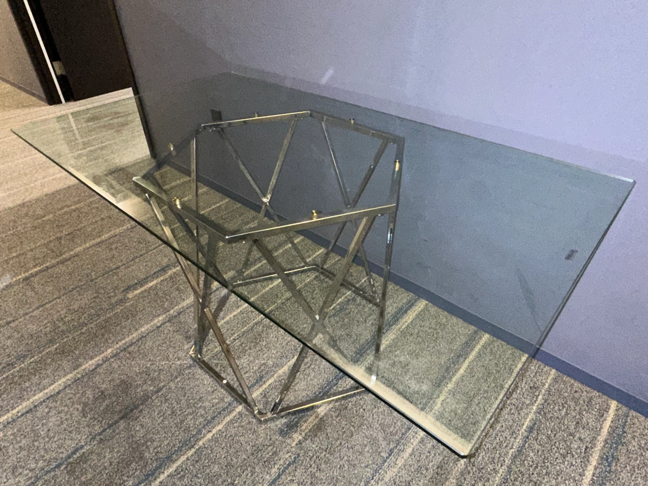 Modern Chrome and Glass Accent Table