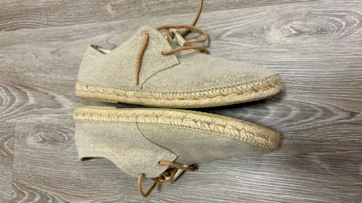 Beige Canvas Espadrille Lace-Up Shoes Size EU 44