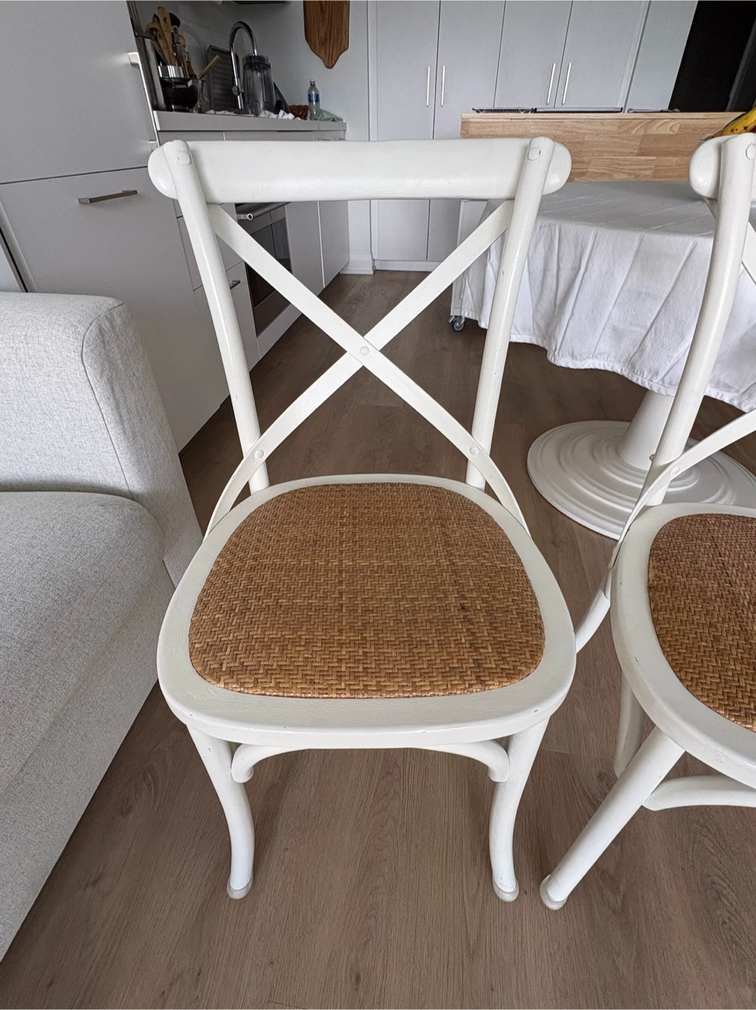 Restoration Hardware x4 White Dining Chairs