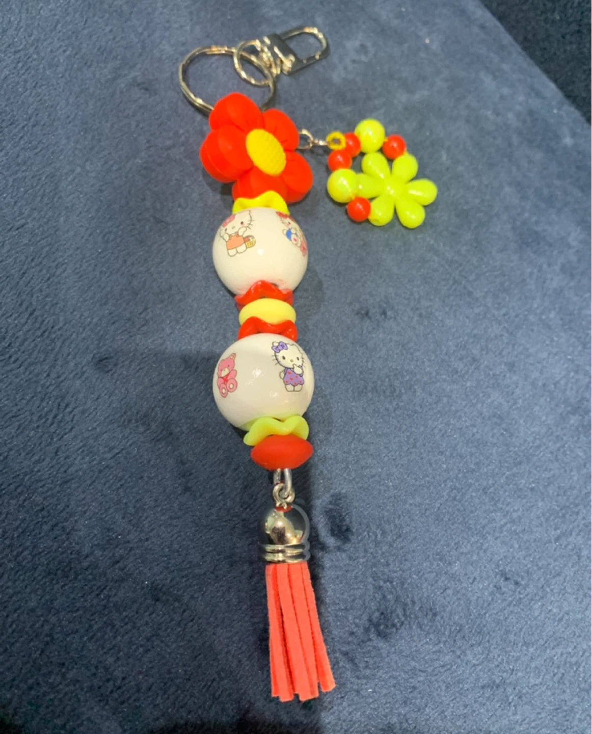 Hello Kitty Beaded Keychain with Tassel