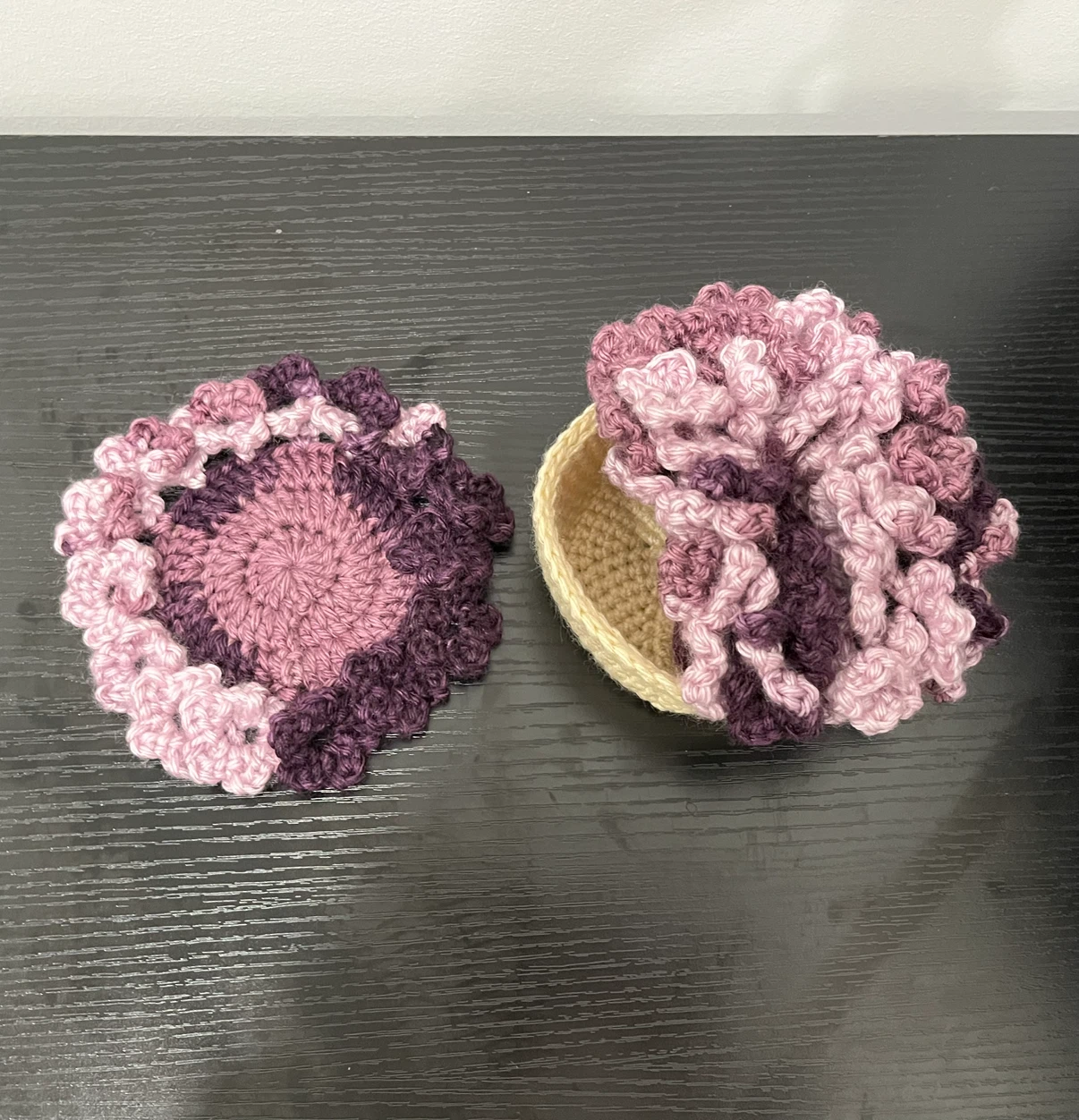 Hand-crocheted Set Flower basket Coasters. - photo 2