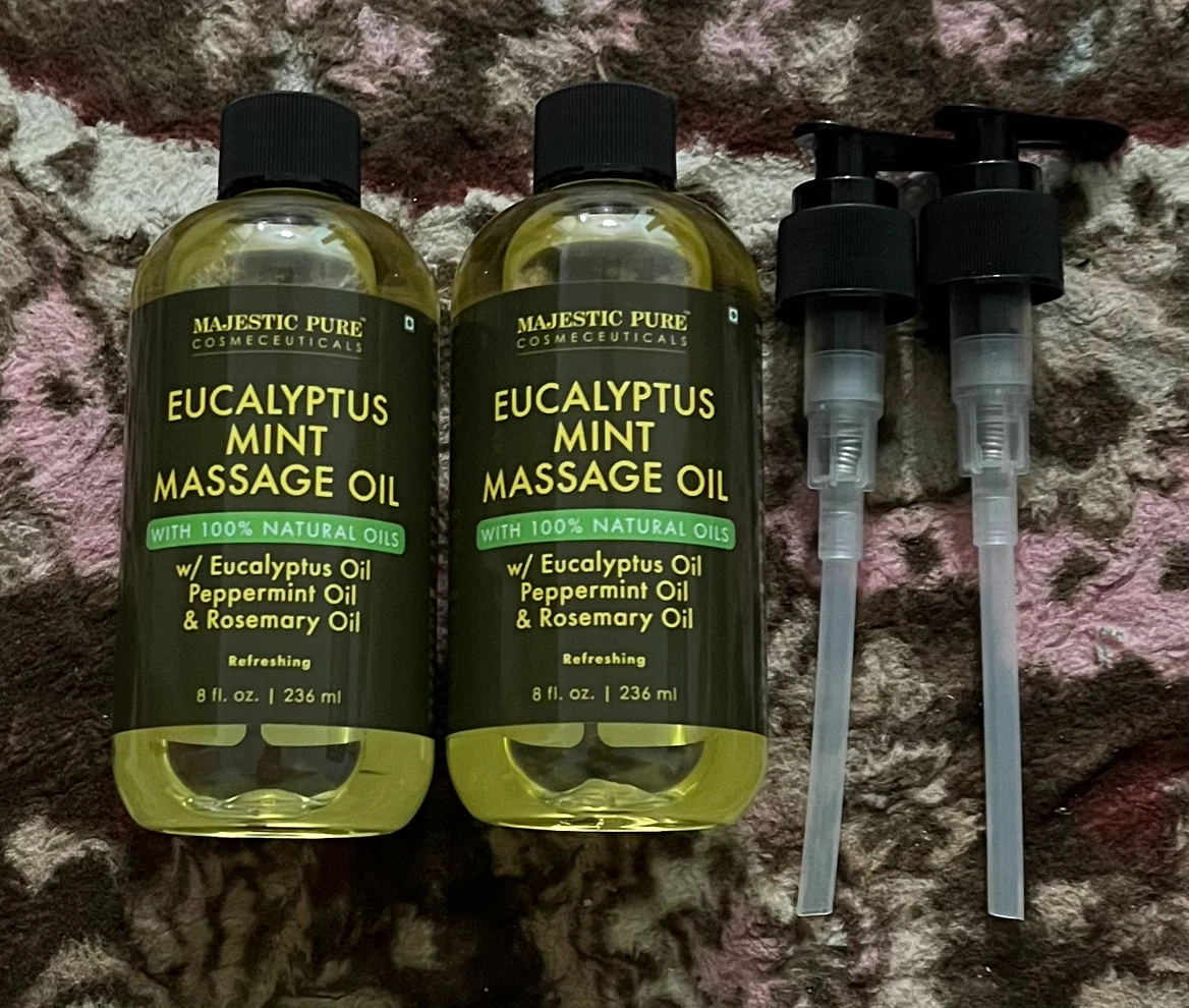 2 Bottles Majestic Pure Eucalyptus Mint Massage Oil
