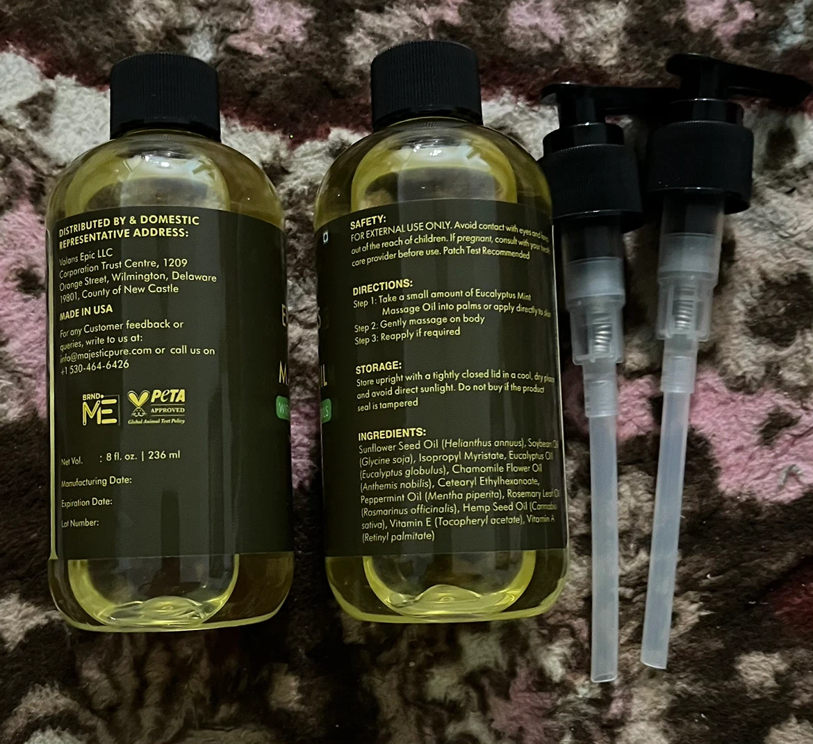 2 Bottles Majestic Pure Eucalyptus Mint Massage Oil - photo 2
