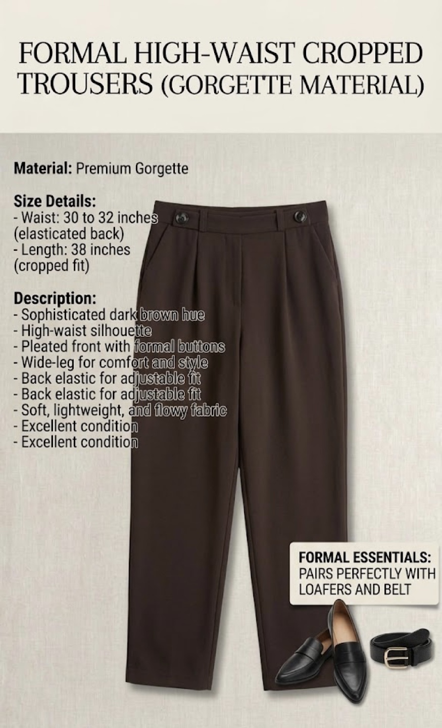 Formal High-Waist Cropped Trousers