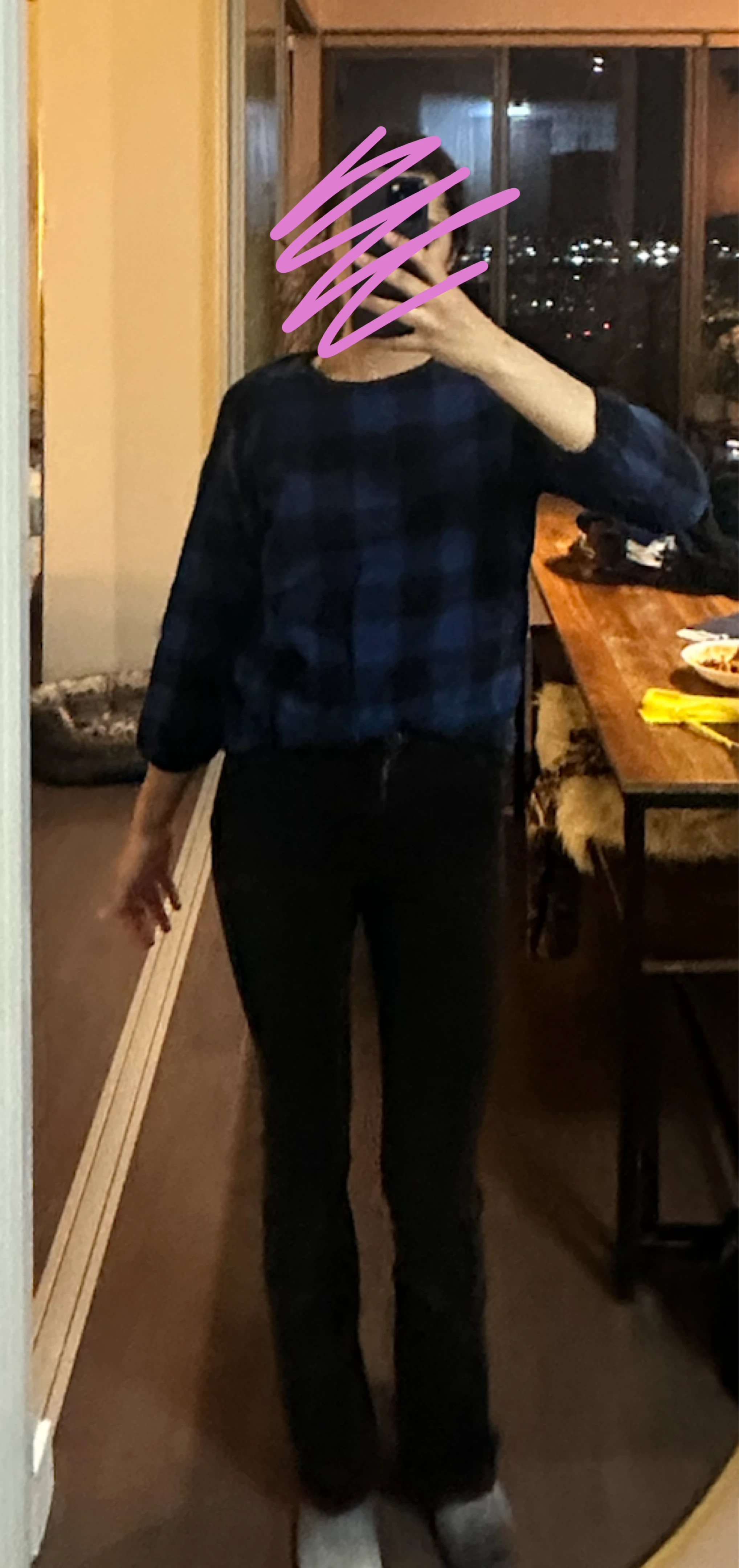 Blue and black plaid long sleeve sweater - photo 3