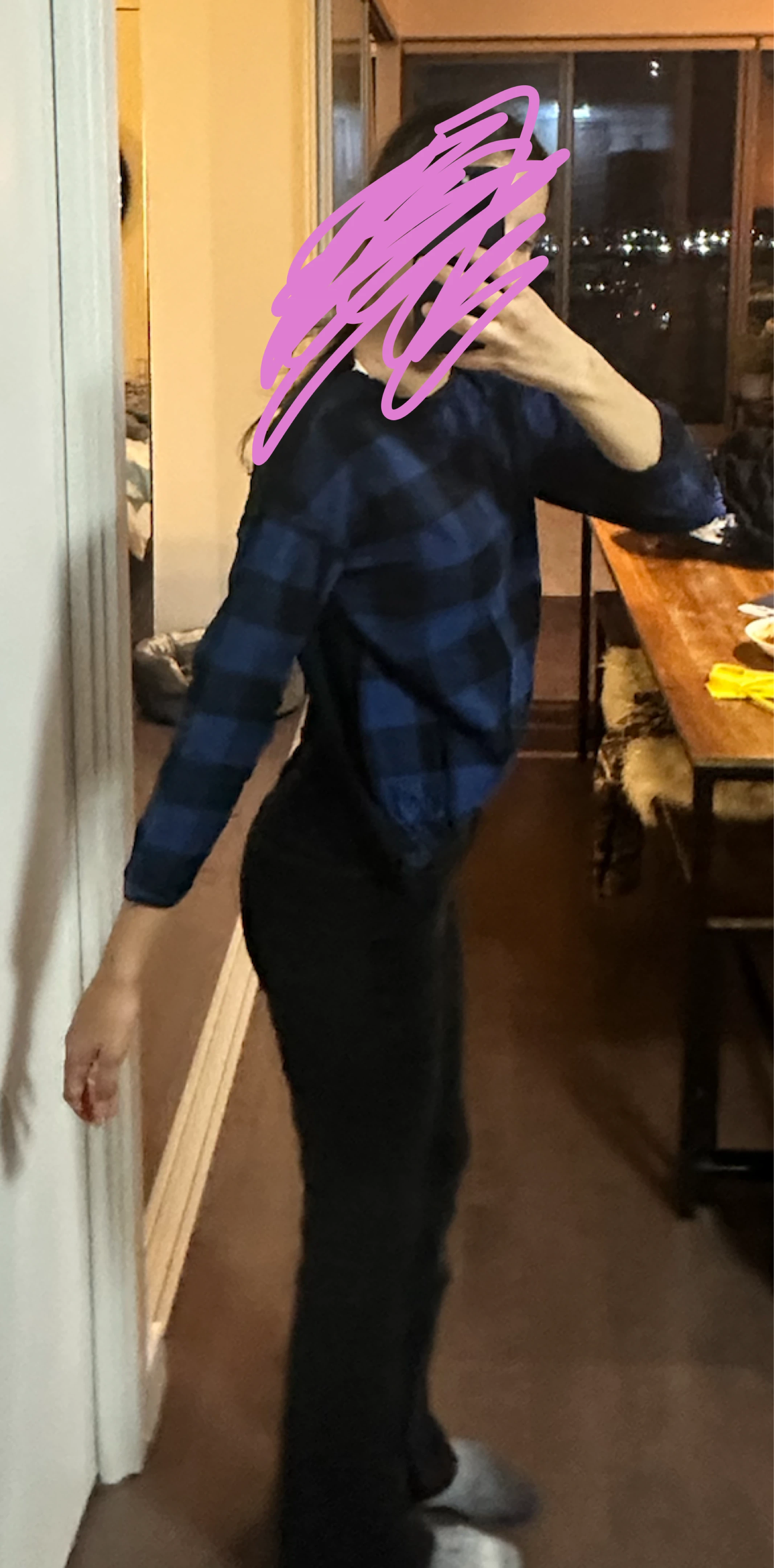 Blue and black plaid long sleeve sweater - photo 4