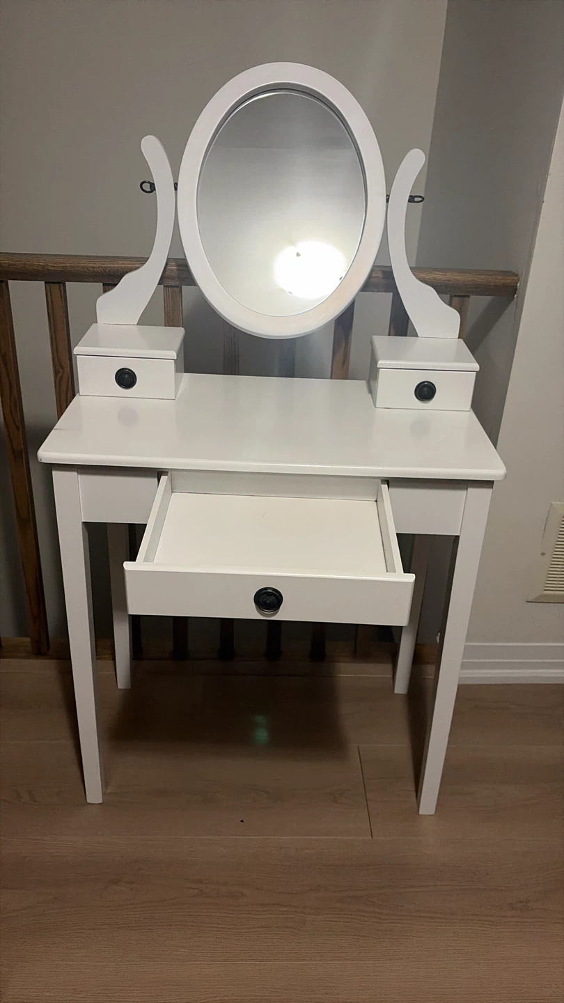 White Vanity Table with Mirror - photo 5