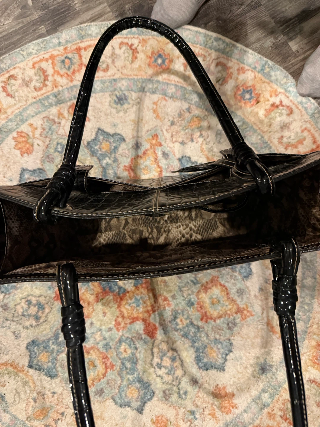 Black Croc-Embossed Tote Bag - photo 2
