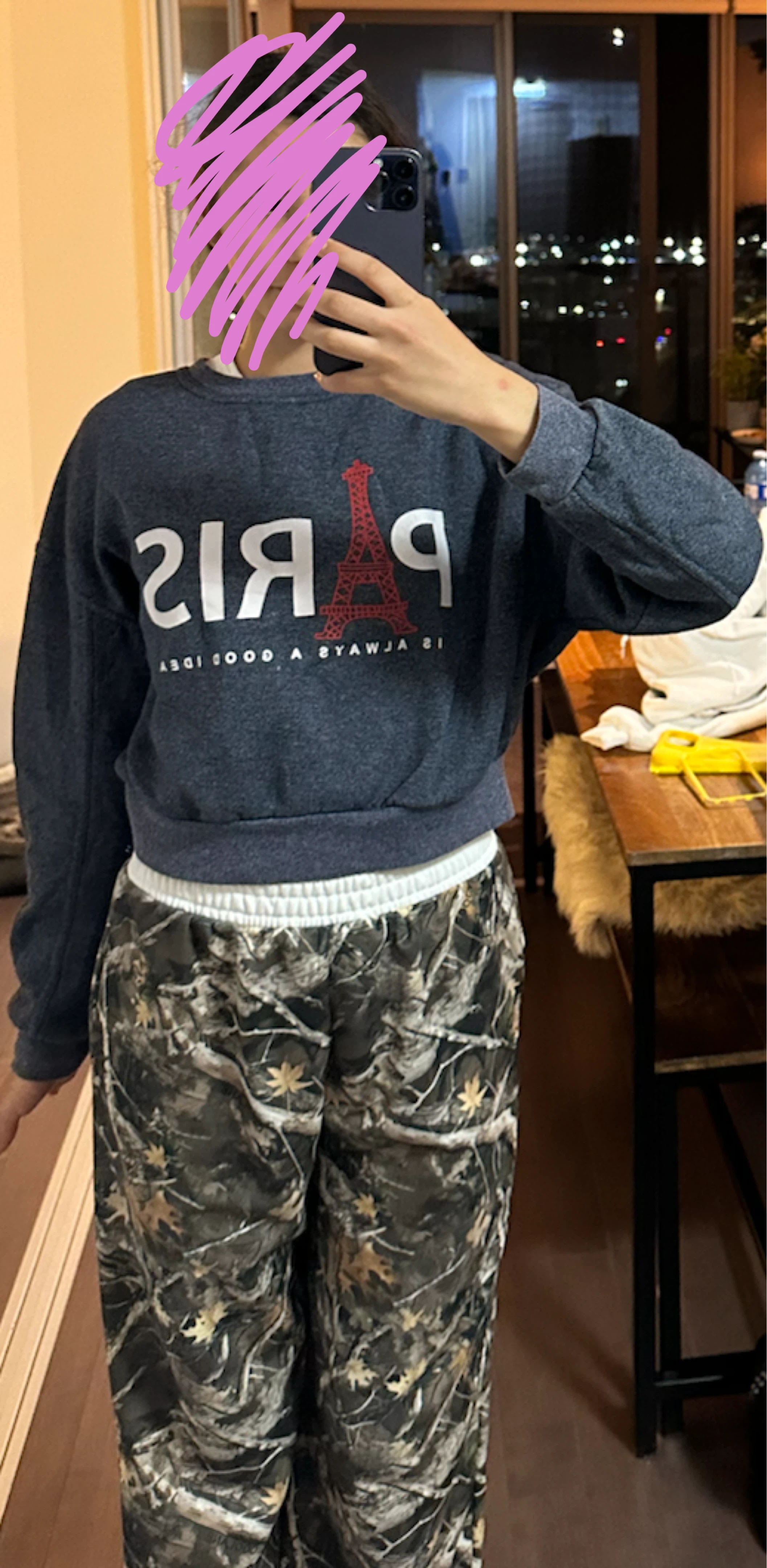 2 Paris Graphic Cropped Sweatshirt one medium and one large - photo 3