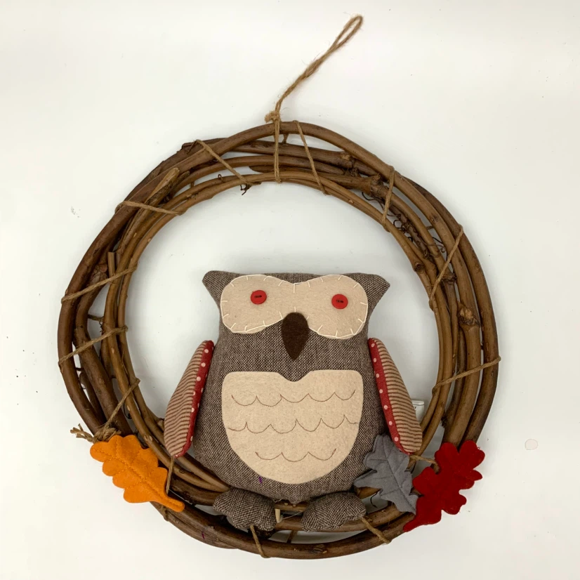 Rustic Owl Wreath Door Wall Decor Fall Autumn Decoration