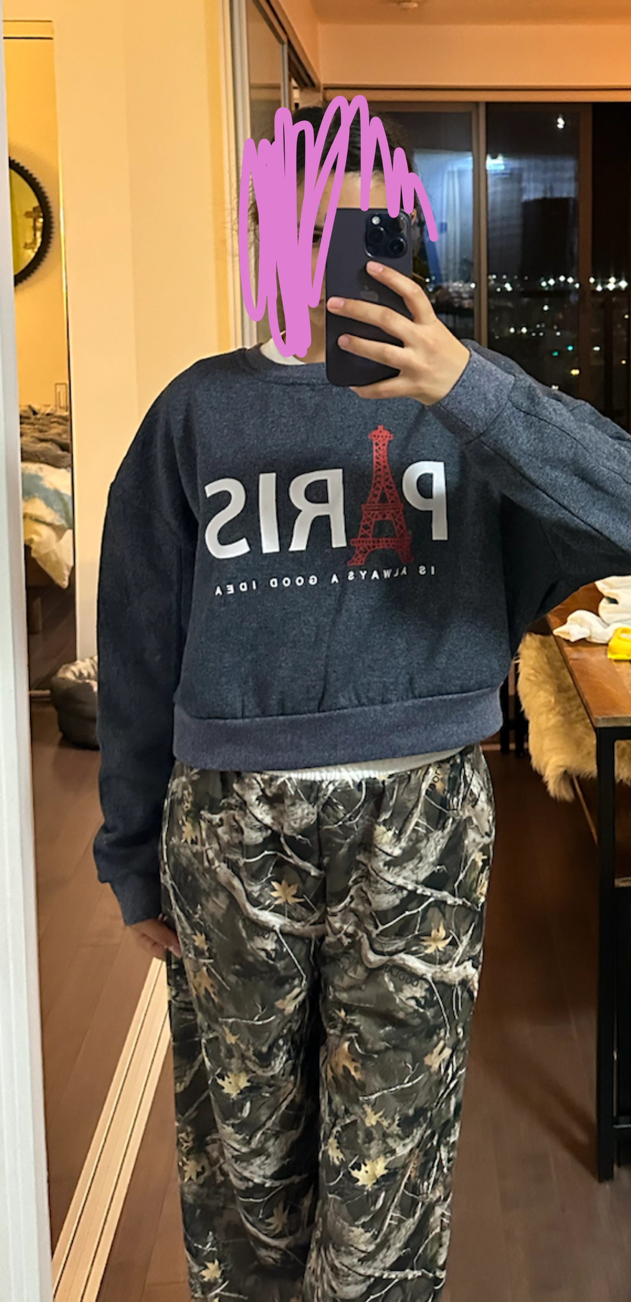 2 Paris Graphic Cropped Sweatshirt one medium and one large - photo 5