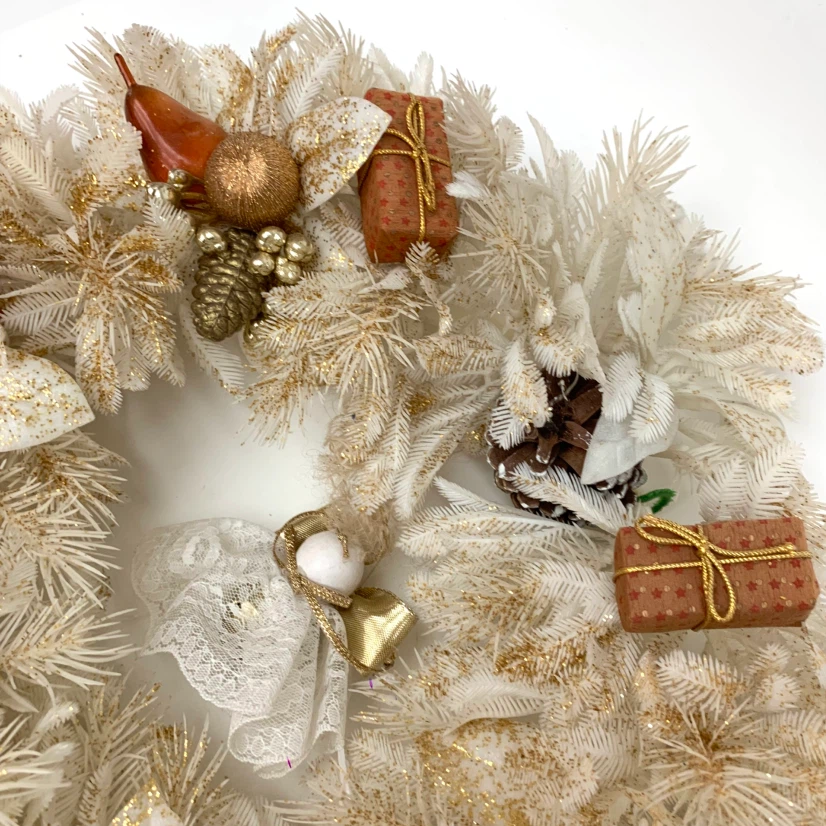 Christmas Wreath White Gold Angel Holiday Door Wall Decor 15" - photo 3