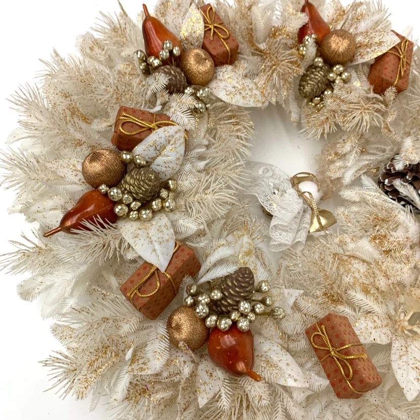 Christmas Wreath White Gold Angel Holiday Door Wall Decor 15" - photo 4
