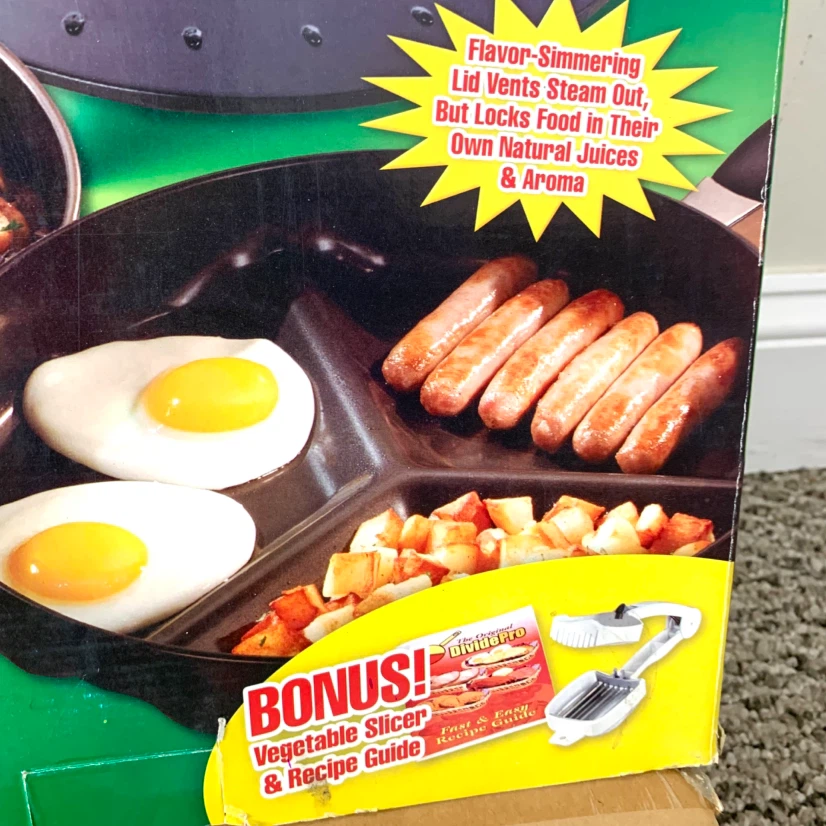 3 Section Frying Pan Divided Non Stick Cooking Skillet Kitchen - photo 4
