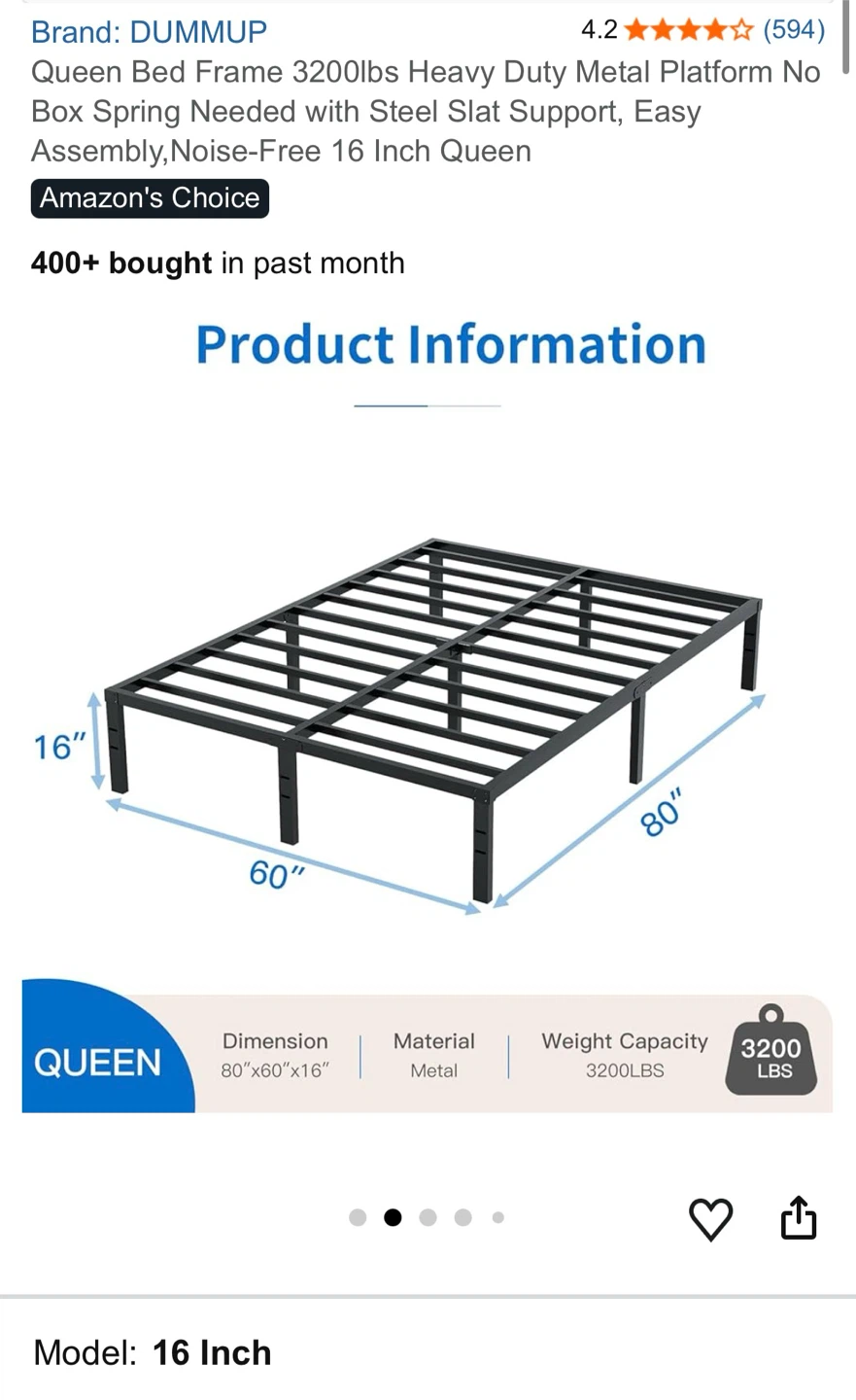 DUMMUP Queen Heavy Duty Metal Bed Frame - photo 2