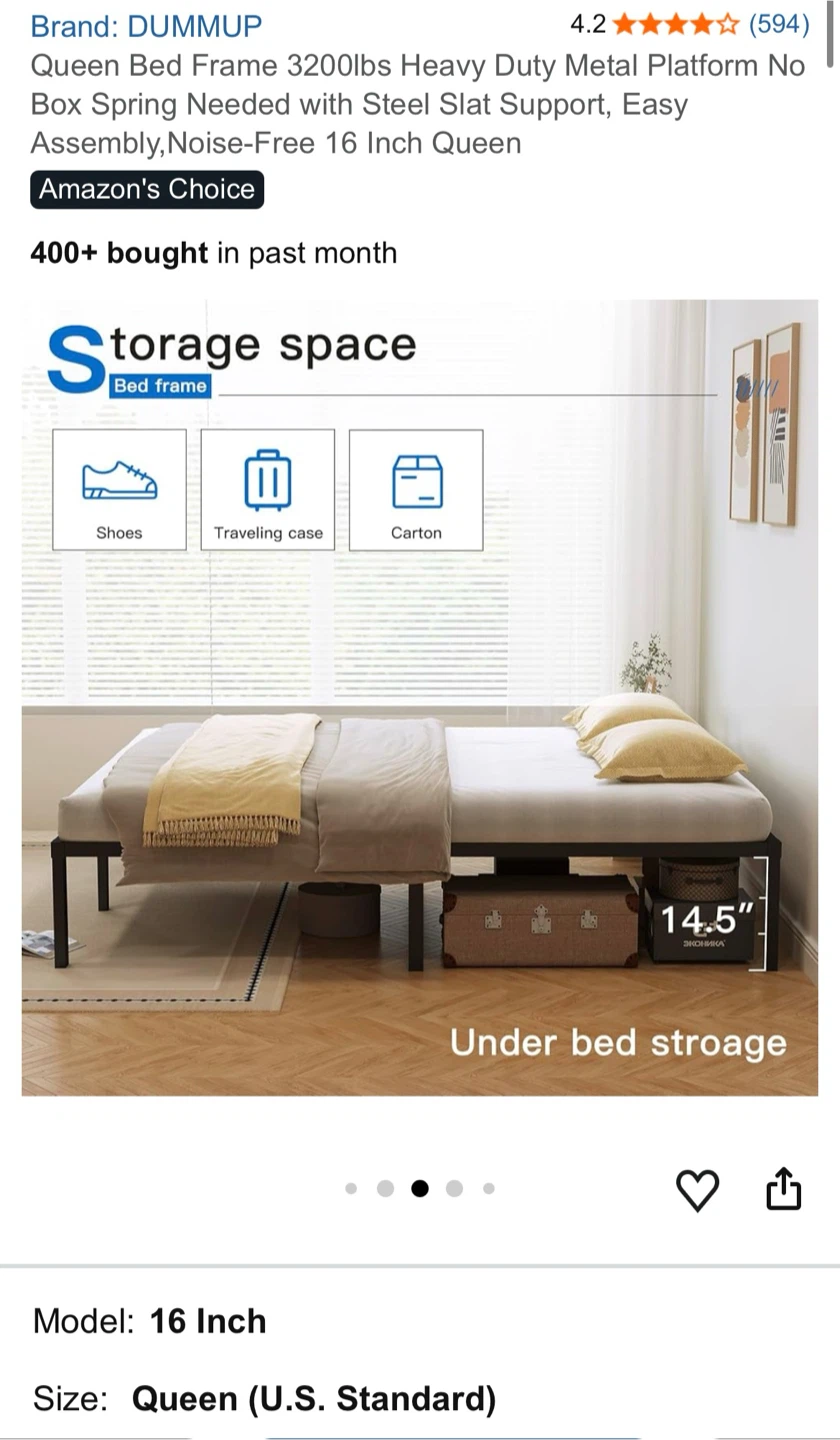 DUMMUP Queen Heavy Duty Metal Bed Frame - photo 4