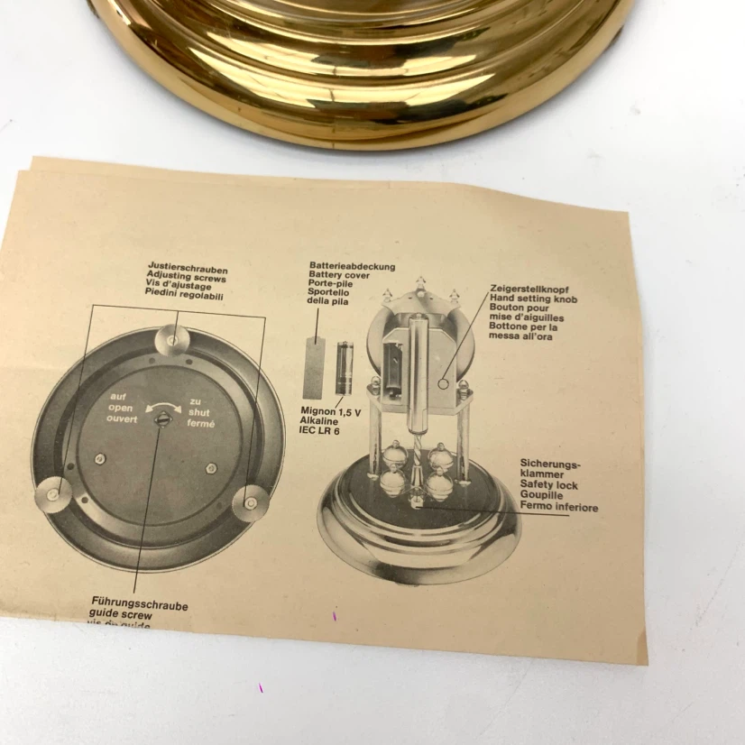 Solar Quartz Anniversary Clock Gold Rotating Pendulum Glass Dome - photo 3