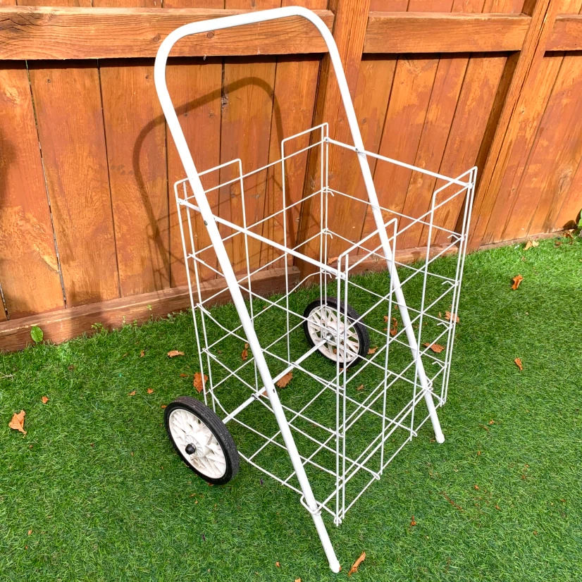 Shopping Cart Rolling Metal Grocery Laundry Basket with Wheels
