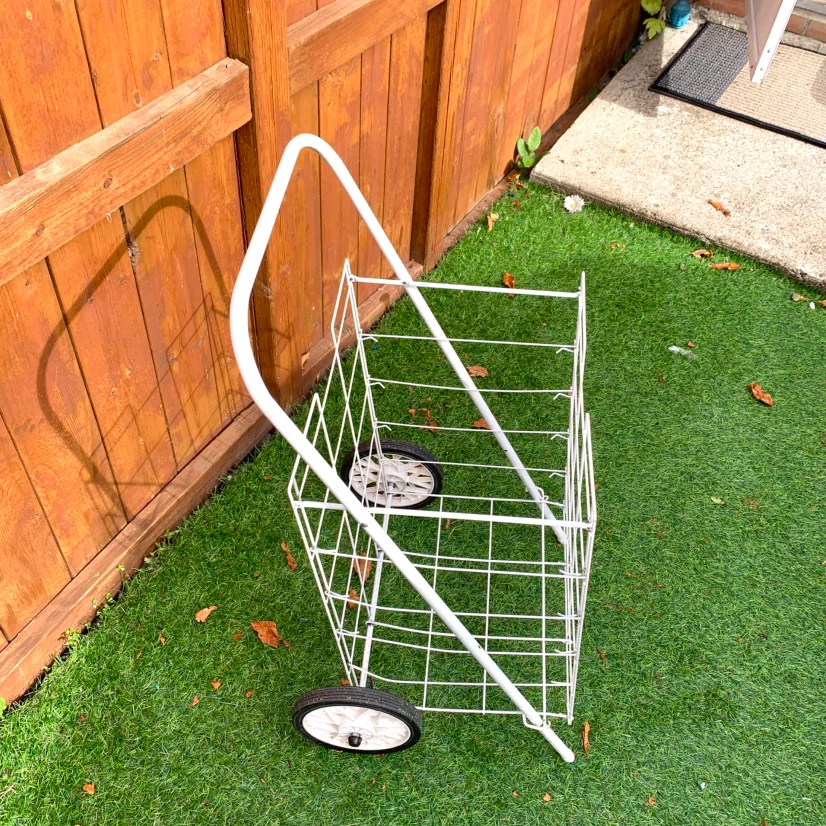Shopping Cart Rolling Metal Grocery Laundry Basket with Wheels - photo 2