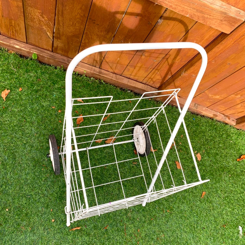 Shopping Cart Rolling Metal Grocery Laundry Basket with Wheels - photo 3