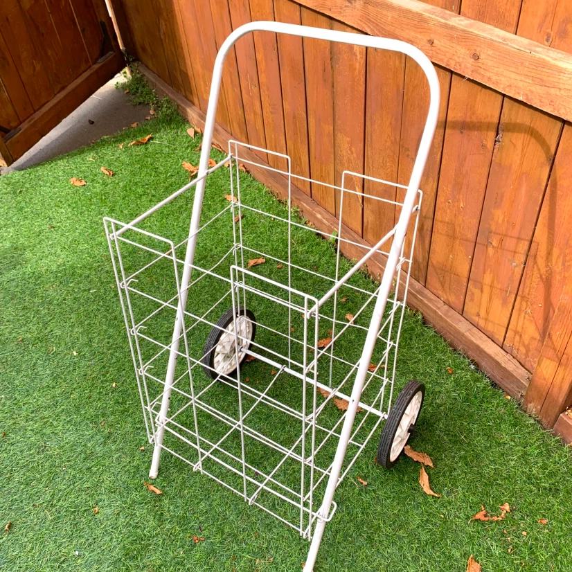 Shopping Cart Rolling Metal Grocery Laundry Basket with Wheels - photo 4