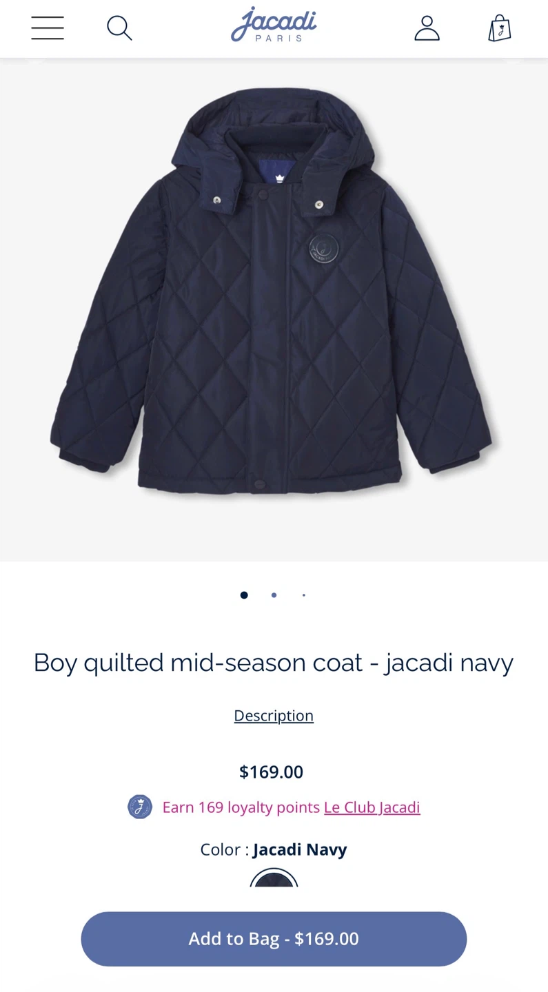 Jacadi Boy Quilted Mid-Season Coat