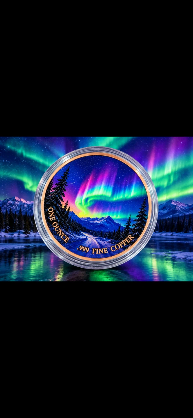 Northern Lights 1 oz .999 Fine Copper Round - photo 2