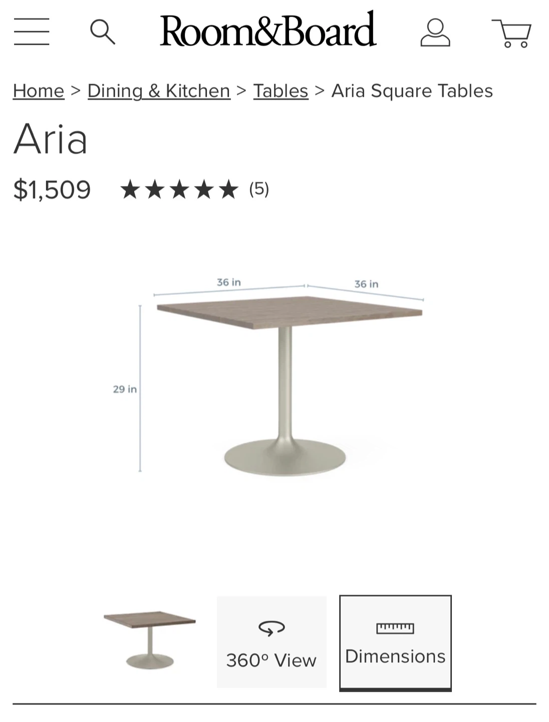 Room & Board Aria Square Dining Table - photo 2