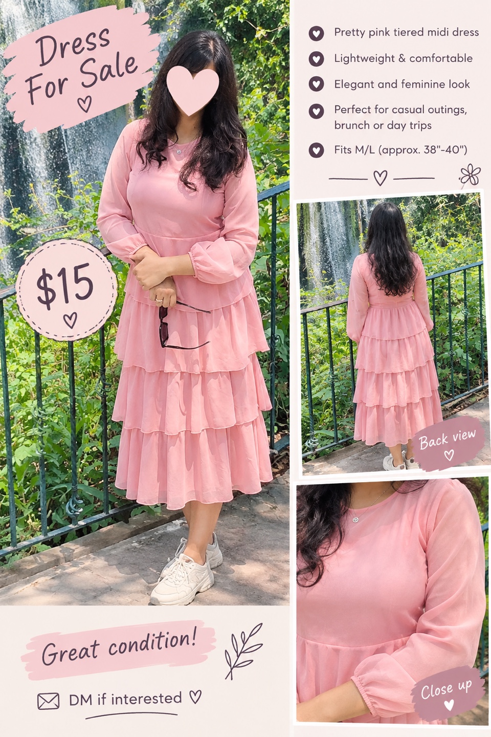 Pink Tiered Midi Dress
