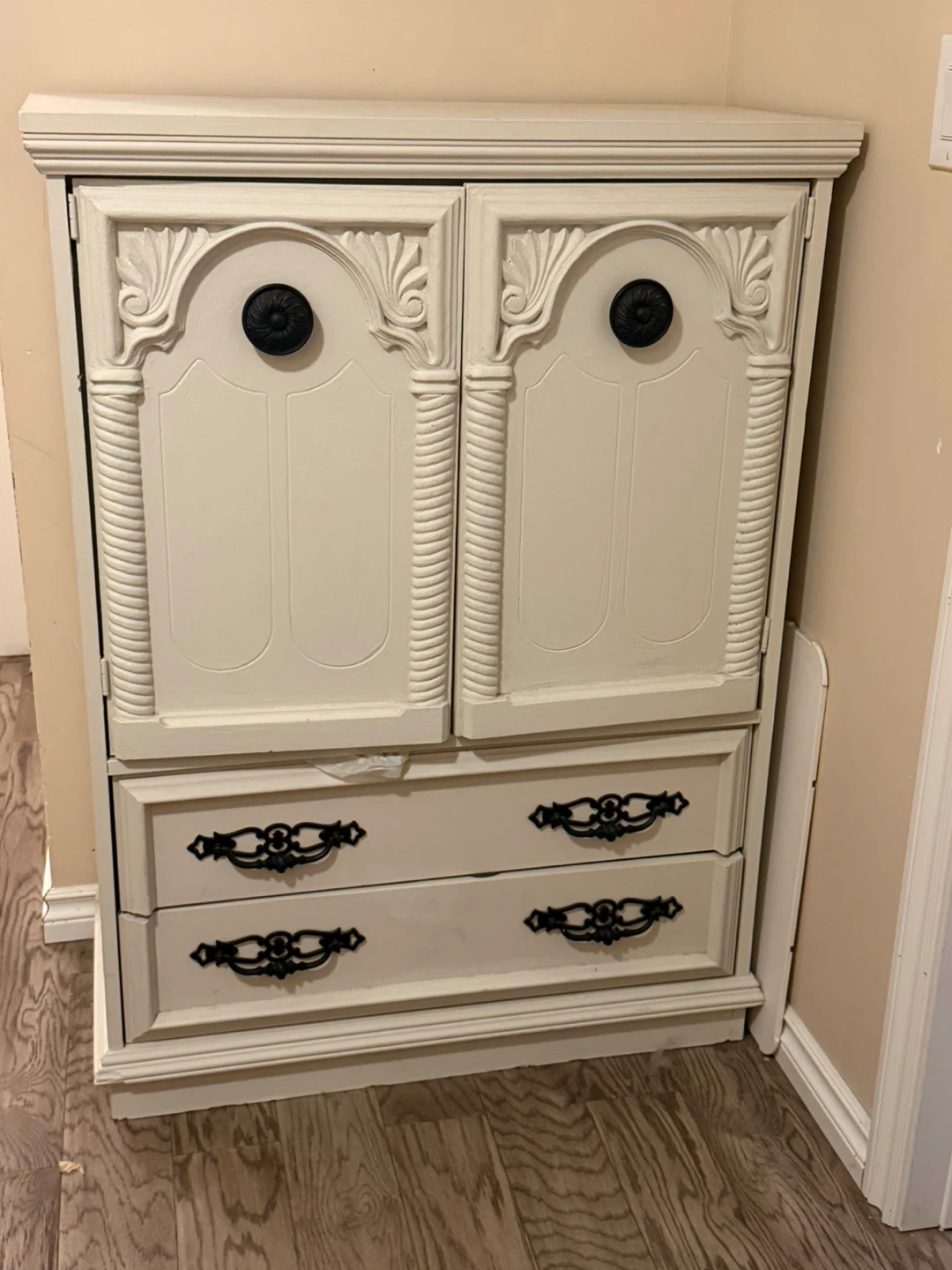 Cream Armoire with Two Drawers