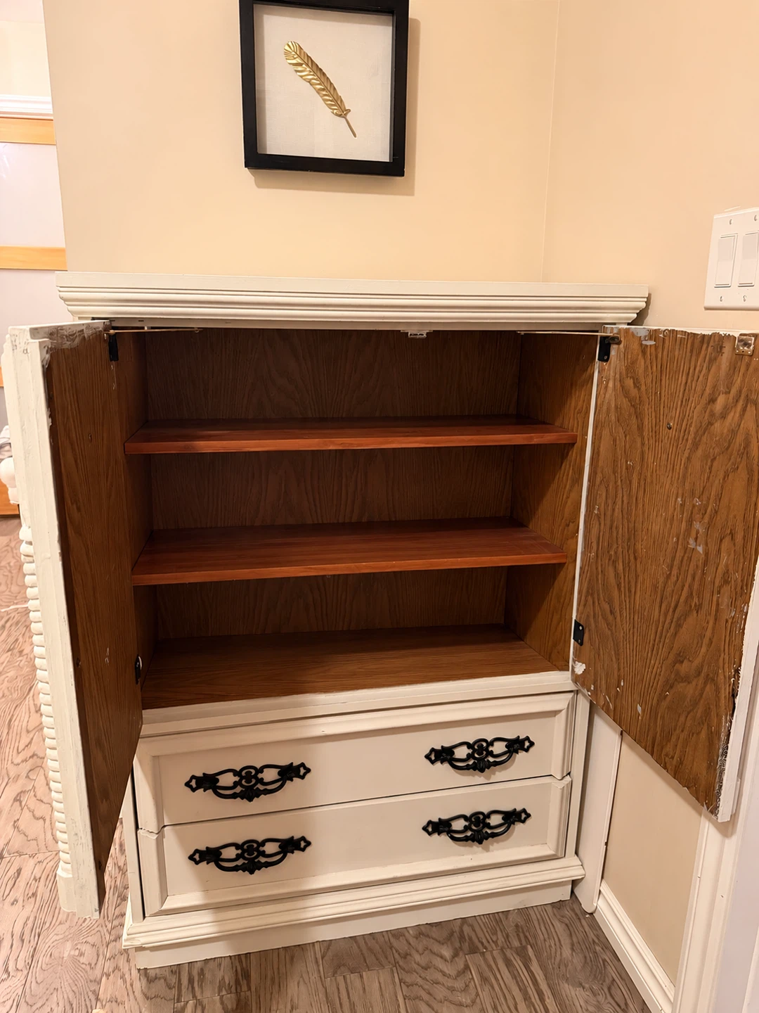Cream Armoire with Two Drawers - photo 2