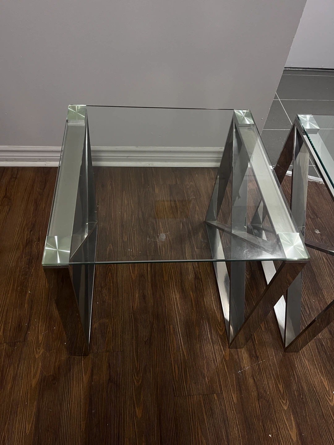 Set of 2 Glass Side Tables - photo 3