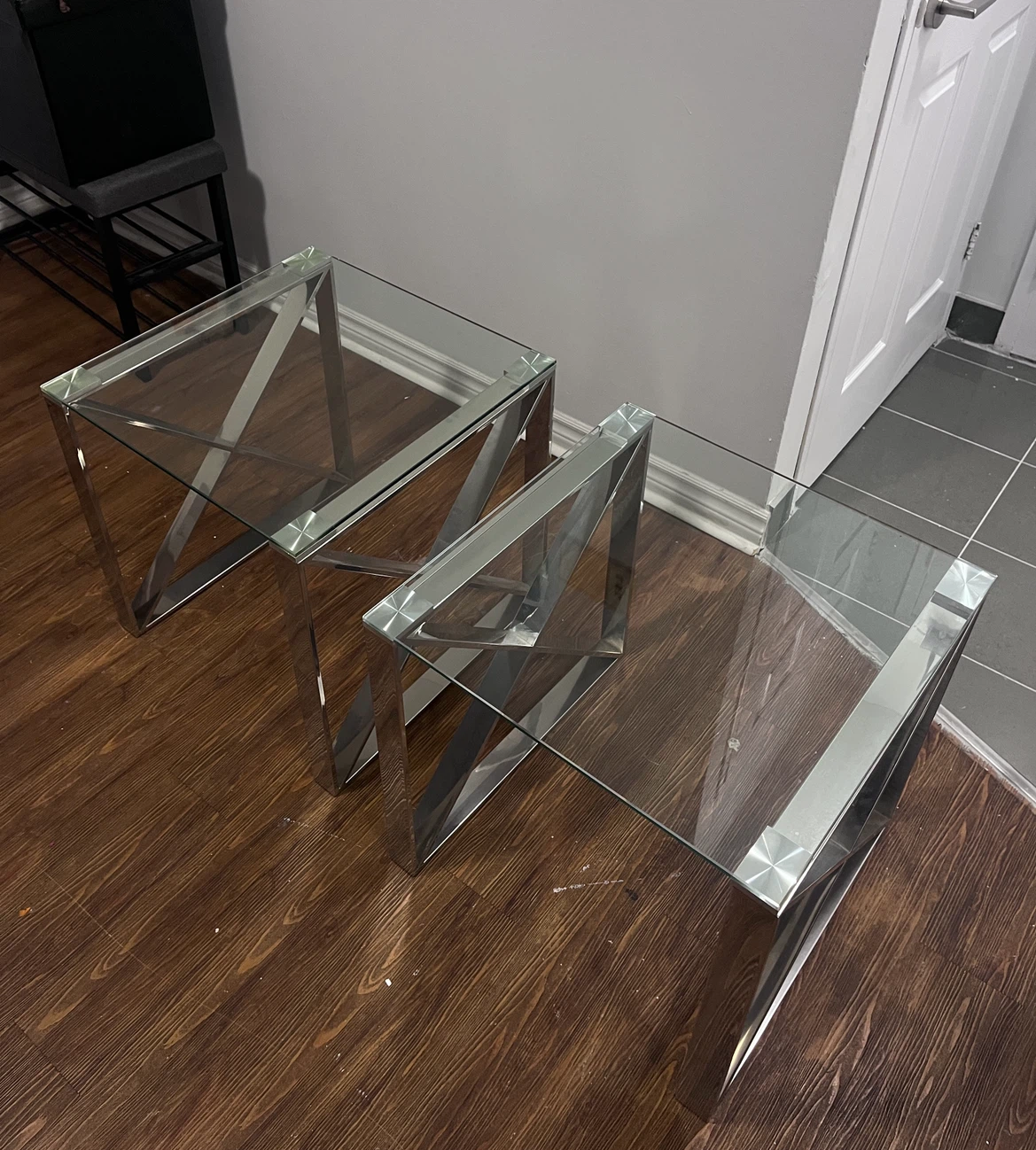 Set of 2 Glass Side Tables