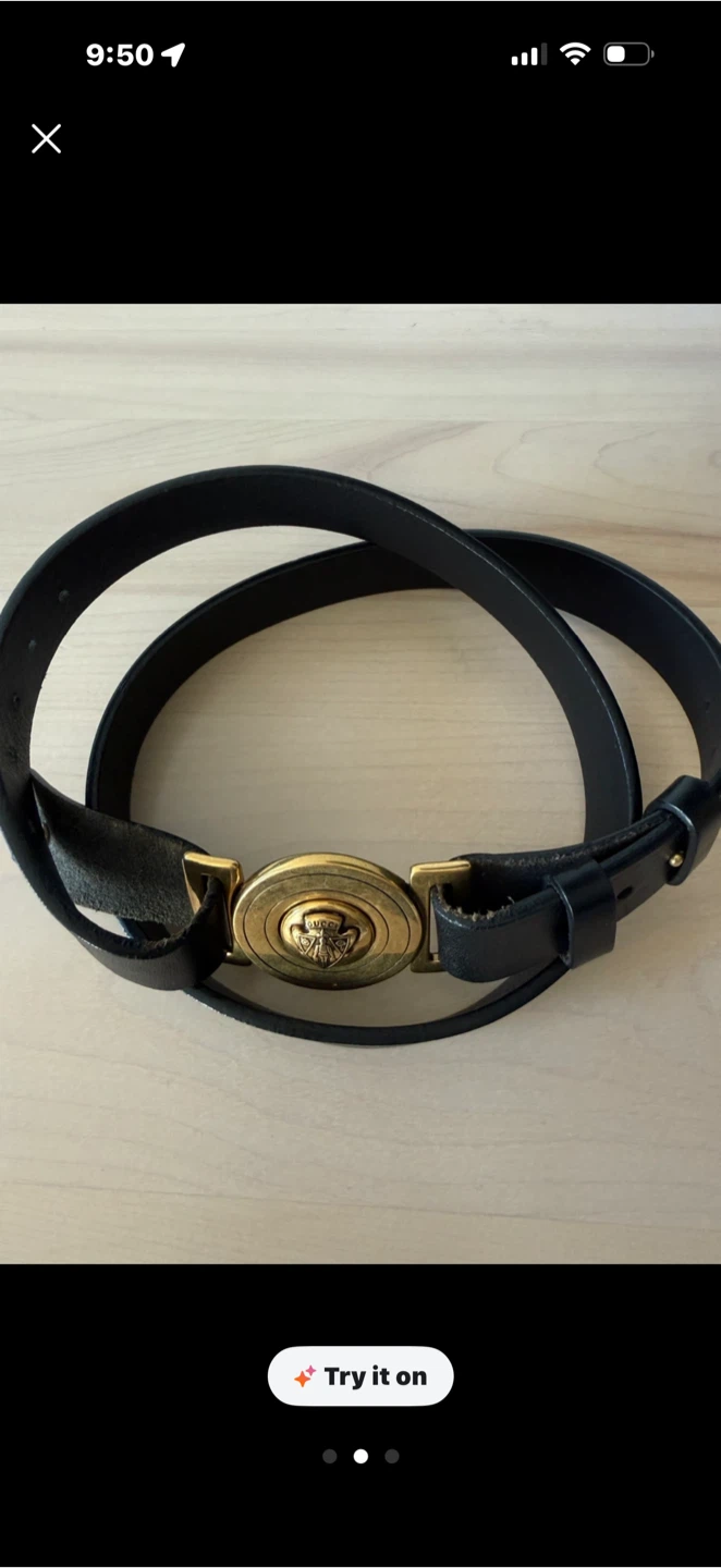 Gucci Black Leather Belt with Gold-Tone Logo Buckle - photo 2