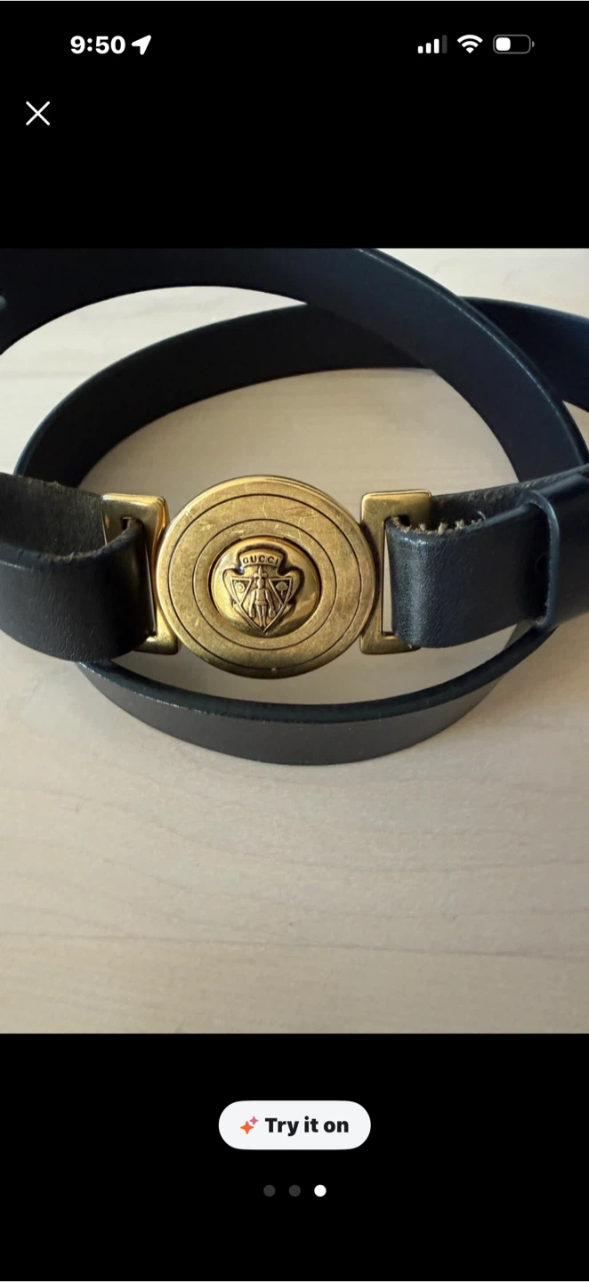 Gucci Black Leather Belt with Gold-Tone Logo Buckle - photo 3