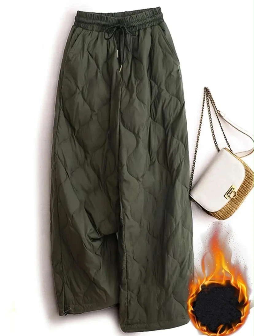 Quilted Olive Drawstring Pants