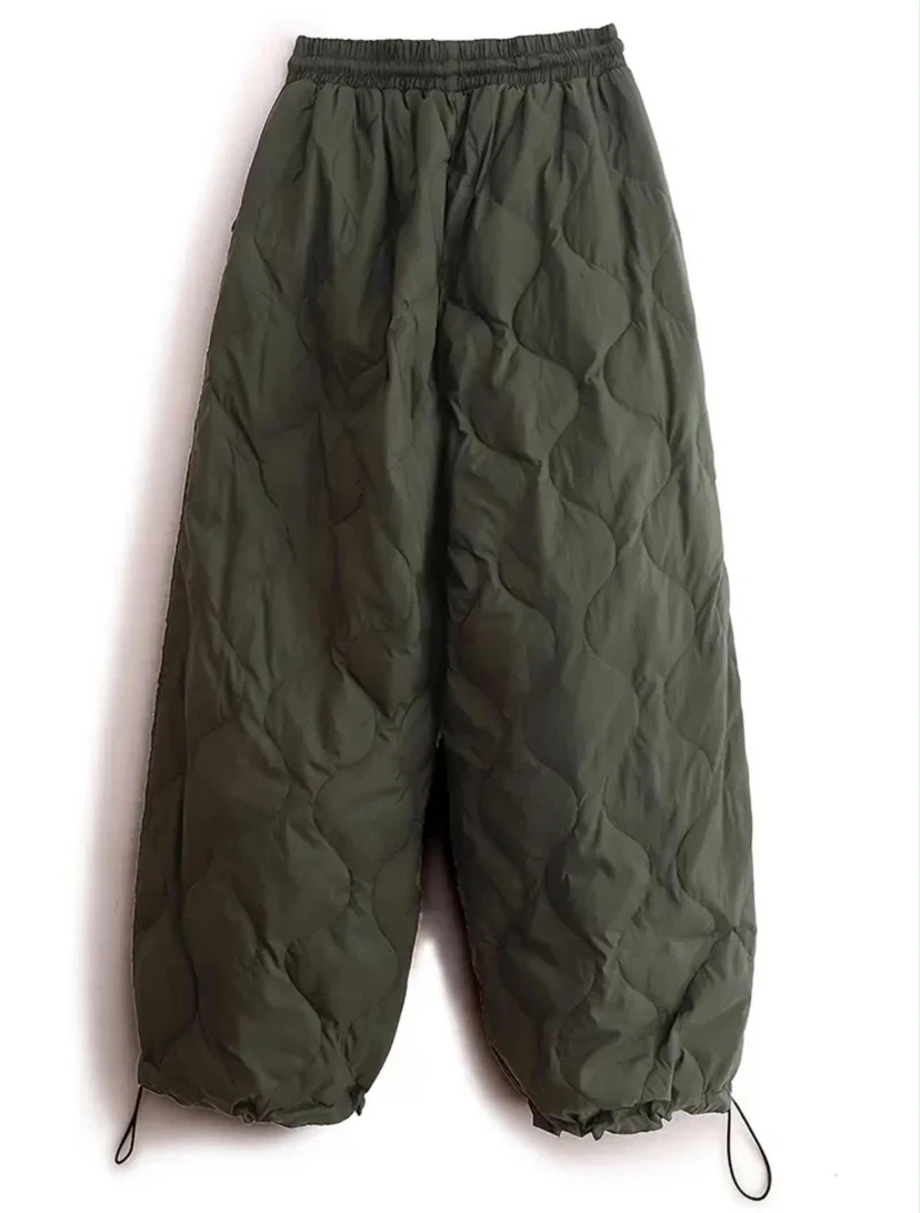 Quilted Olive Drawstring Pants - photo 2