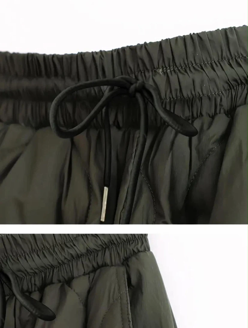 Quilted Olive Drawstring Pants - photo 3