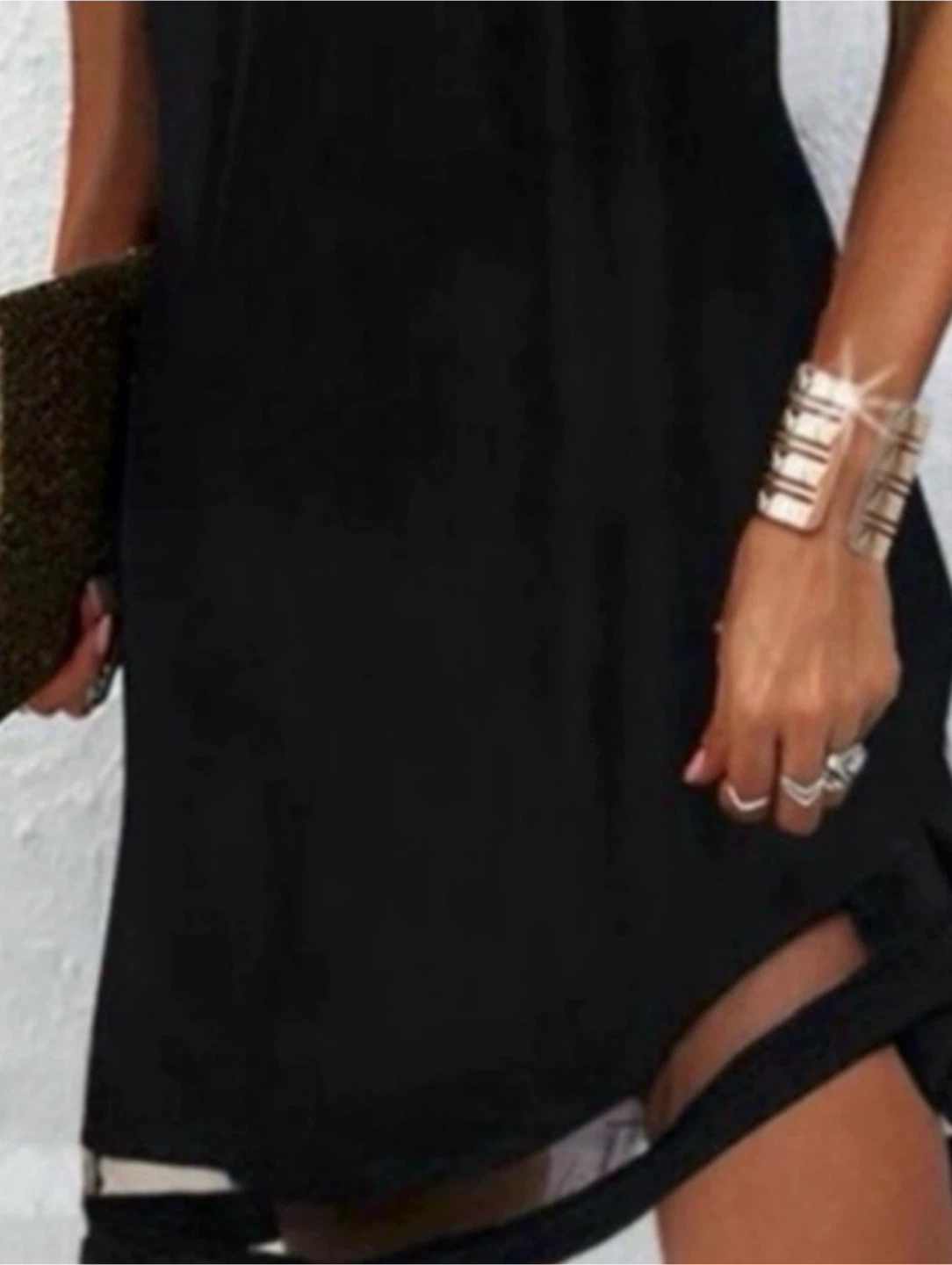 Black Lace Trim Scalloped Neck Dress - photo 3