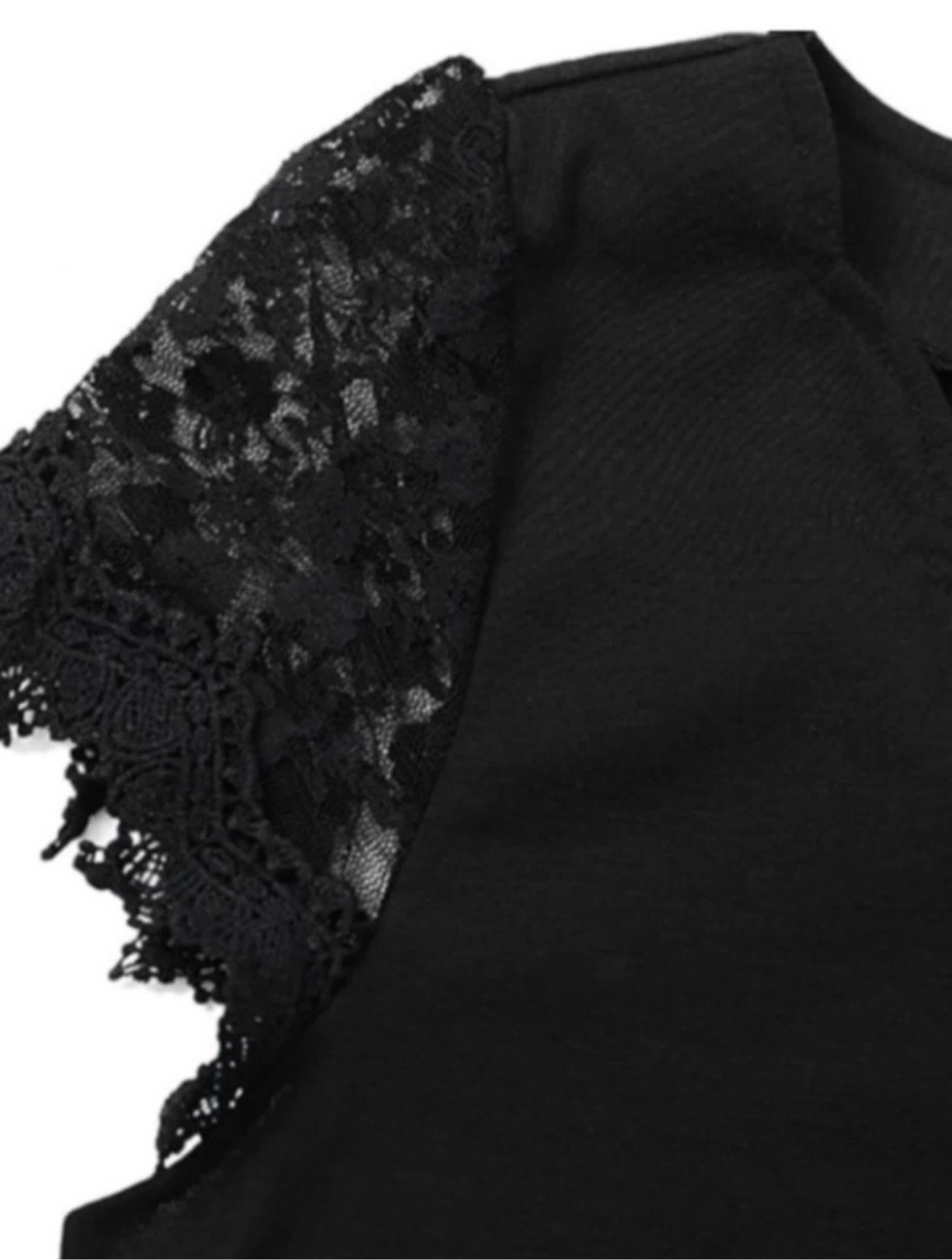 Black Lace Trim Scalloped Neck Dress - photo 4