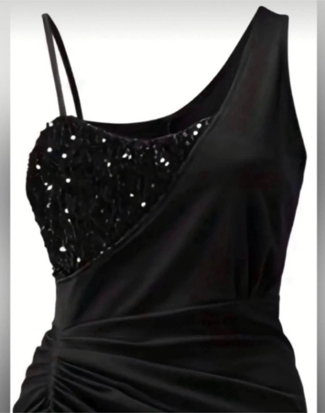 Black One-Shoulder Sequin Dress - photo 2