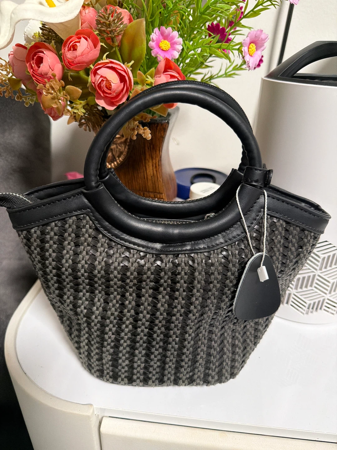Black Woven Handbag