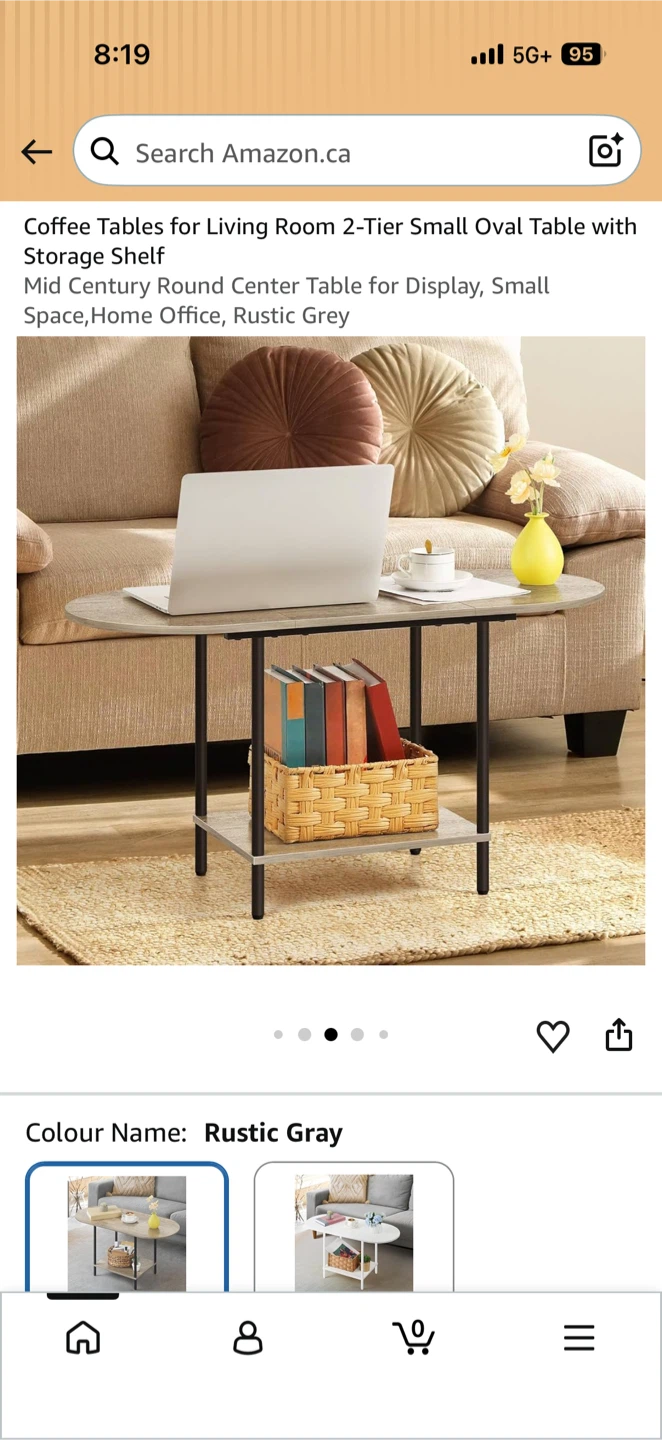 2-Tier Oval Coffee Table - Rustic Grey - photo 5
